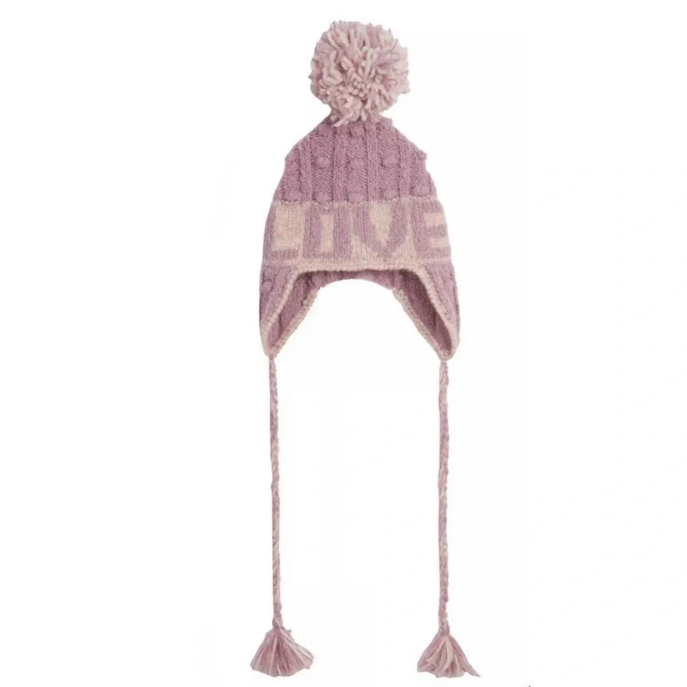 LoveShackFancy Signature LOVE Wool Winter Hat Beanie, NEW
